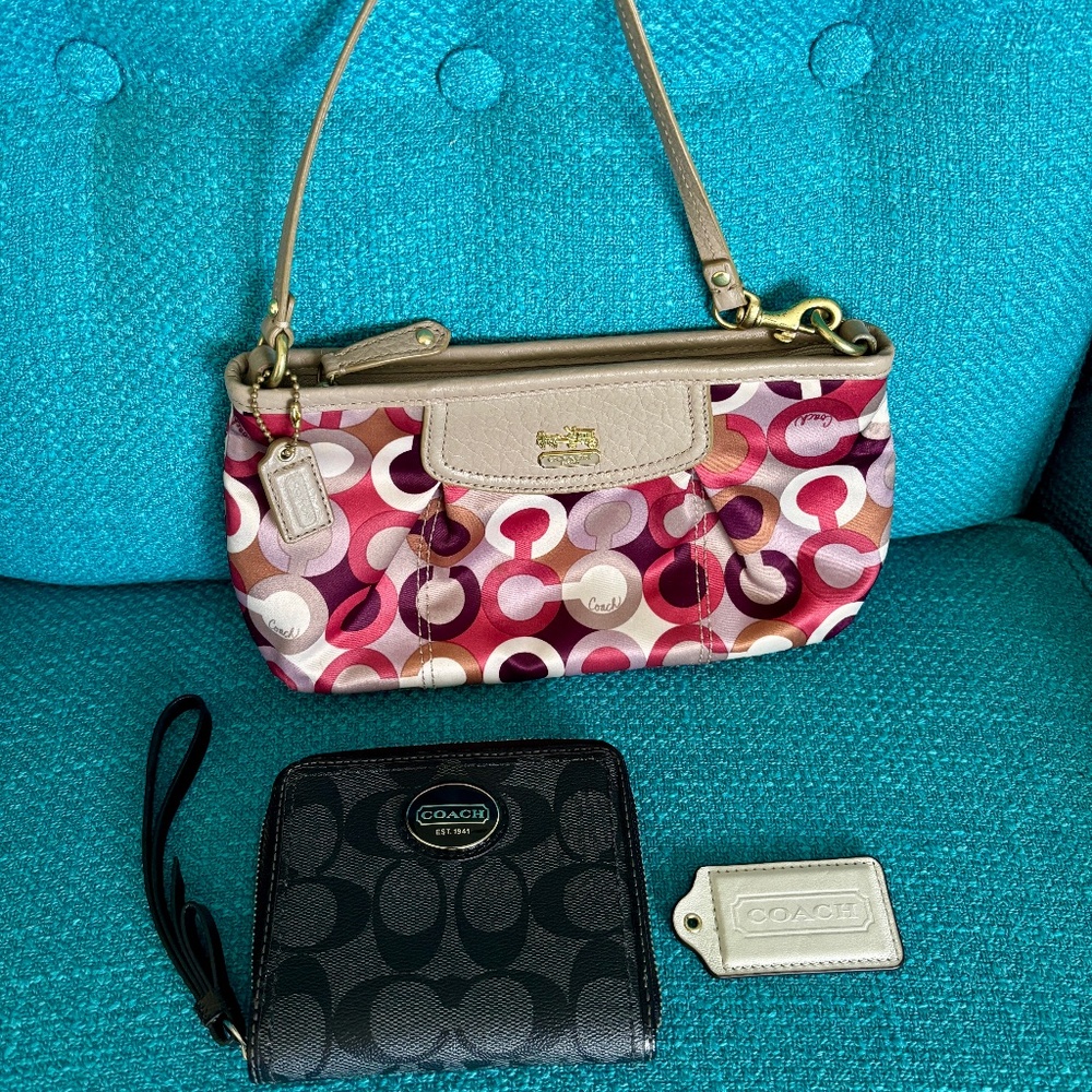Coach Wallet, Wristlet, and Tag bundle